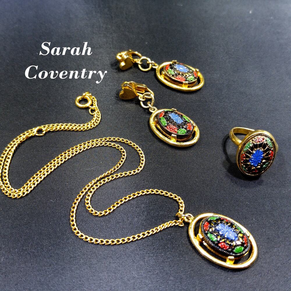Vintage Sarah Coventry Light of the East Set Necklace Ring Earrings